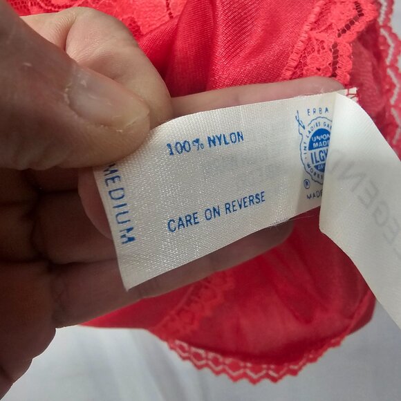 Vintage Legends Tank Y2K Cami Red Lace Satin Floral Sheer Retro M - Picture 7 of 9
